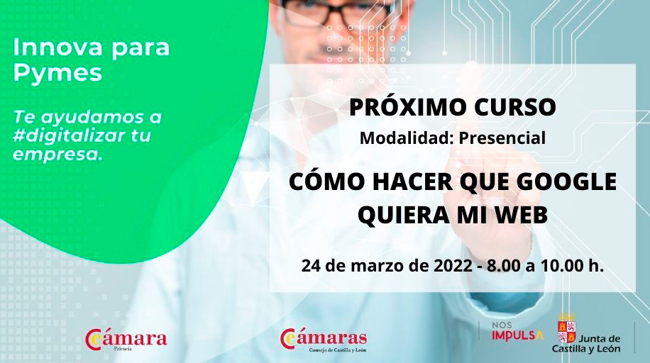 CamaraPalencia's tweet photo. Próxima píldora #innovapymes : "CÓMO HACER QUE GOOGLE QUIERA MI WEB".

📅 24 de marzo de 2022.
⏱️ De 8.00 a 10.00 h.
Modalidad: Presencial

Curso gratuito financiado por @empresasjcyl en colaboración con @camarascyl .
Información e inscripciones: https://t.co/4MzbDpmyUQ https://t.co/QTwYQzFYhH