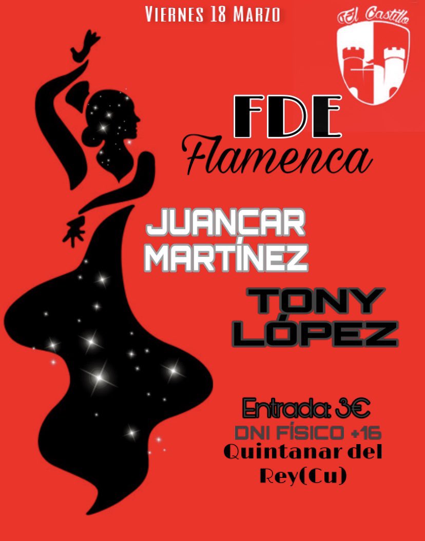 Temática:flamenca, ven vestido y chupitos gratis 🤪
Entrada 3€
IMPORTANTE:Traer DNI FÍSICO +16
🍻Viernes 18 Marzo🍻
-Se sorteará una entrada en las redes sociales y en Instagram un bonocopa
•Para entrar en el sorteo seguir esta cuenta, da ❤️ y retweet 🥳
