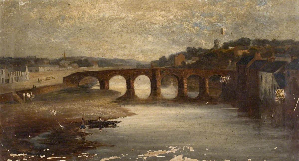 DumGalMuseums's tweet photo. Beautiful painting of #medievalbridge #devorgilla #bridge in #dumfries which also shows the future locations of 3 of our six #museums. 1 The #robertburns centre, 2. The Old Bridge House and 3. #dumfries #museum & #cameraobscura. All open again from April 1st for great days out https://t.co/T6C3Z83Yk9