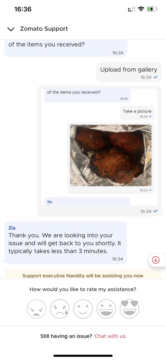 ankitapadwal's tweet photo. @zomato my order was something else and got something else.. why ain’t you guys helping on chat.
Why is automated chat redoing and auto replying same.
This is tiring and disappointing https://t.co/8p4hUt41Gl