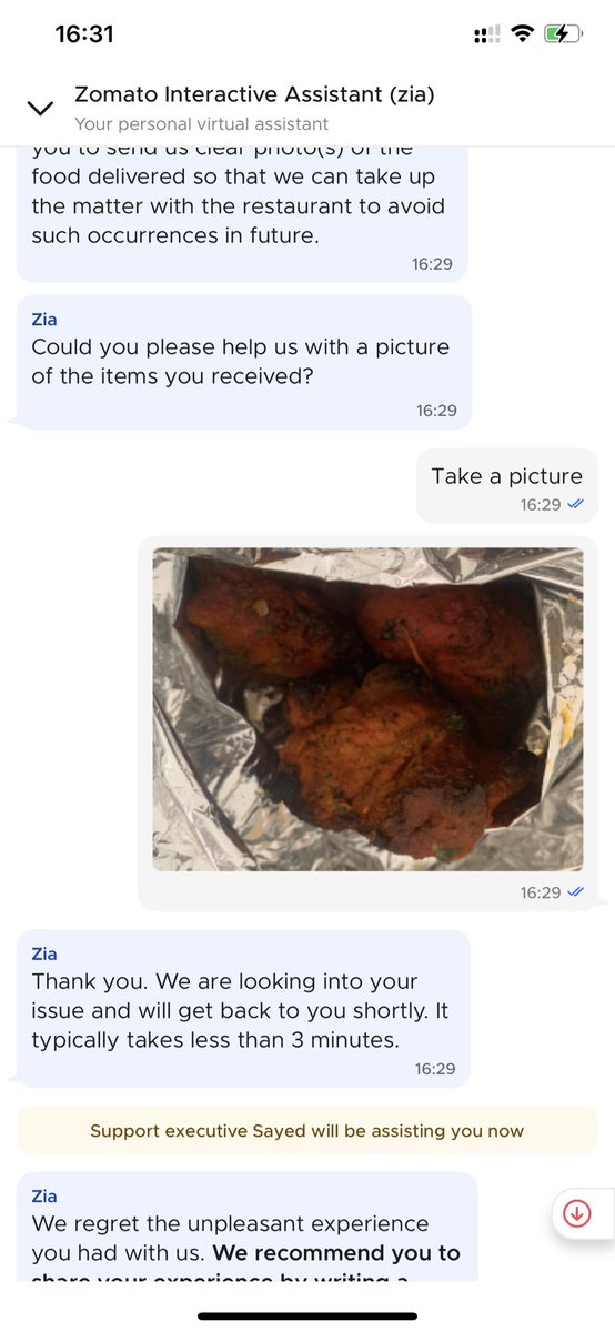ankitapadwal's tweet photo. @zomato my order was something else and got something else.. why ain’t you guys helping on chat.
Why is automated chat redoing and auto replying same.
This is tiring and disappointing https://t.co/8p4hUt41Gl