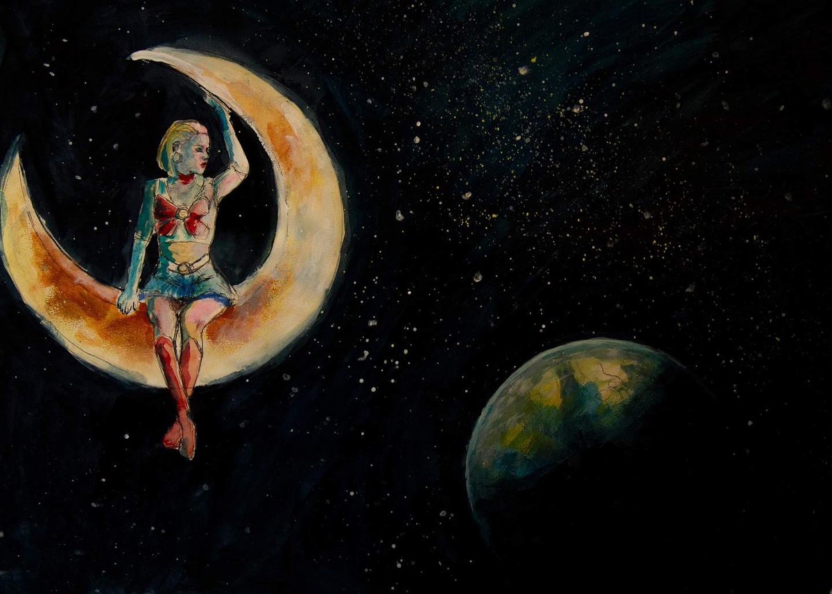 karinaryuhei's tweet photo. My new #art with my favorite @BlairStClair ..

Today #art is inspired with a #SailorMoon theme which I used to watch as a child 😎. 

Technique: #watercolors and #markers 

#イラスト #anime #fineart #universe #moon #paintings #illustration #blairstclair https://t.co/ixUXGK20yG