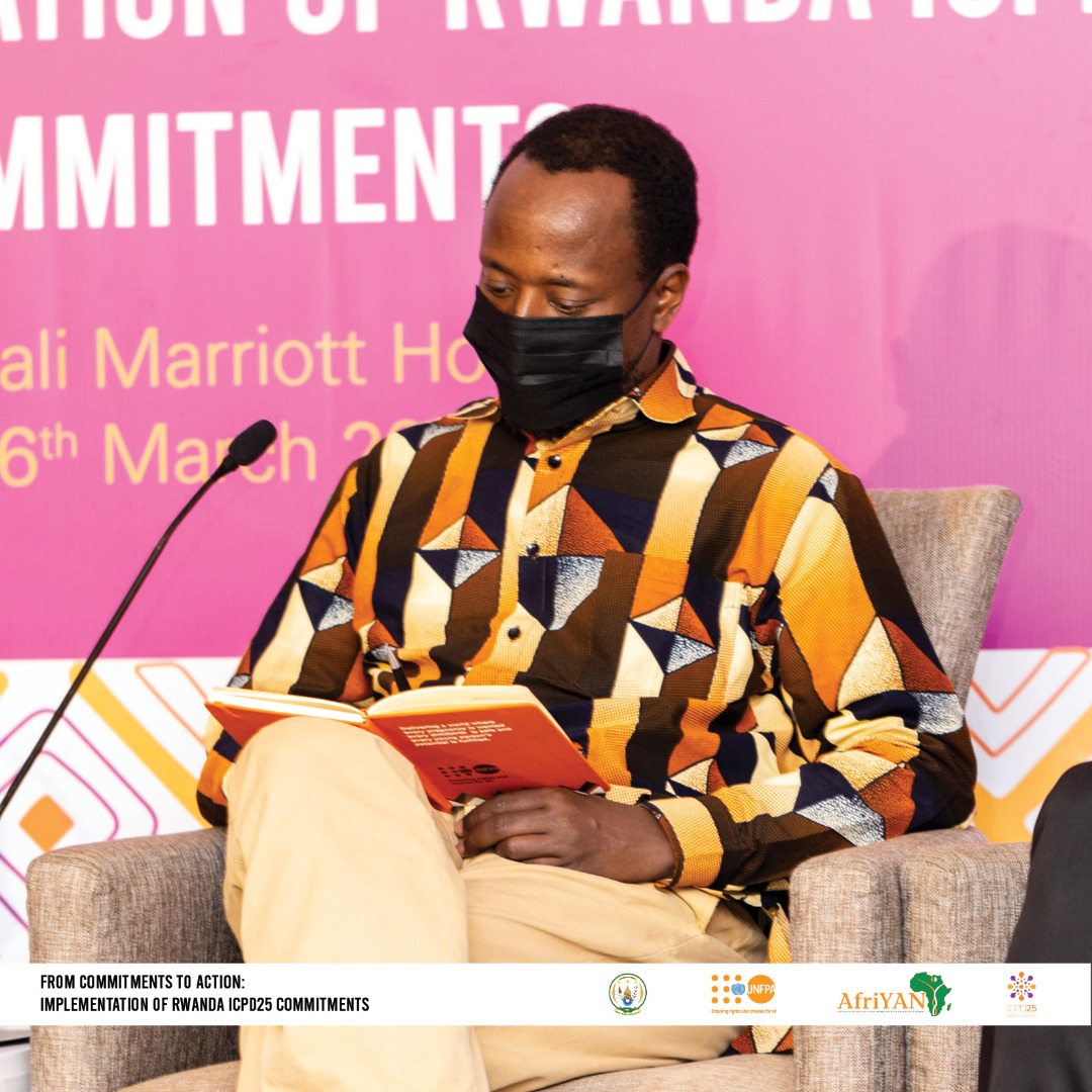 UNFPARwanda's tweet photo. On the role of Civil Society, Dr. @aflodiskagaba, the Executive Director of @HDIRwanda, said that Civil Society has been actively involved, from the adoption of commitments to the elaboration of the implementation plan. #fromCommitments2Action #ICPD25Rw https://t.co/p15i8PQFA5