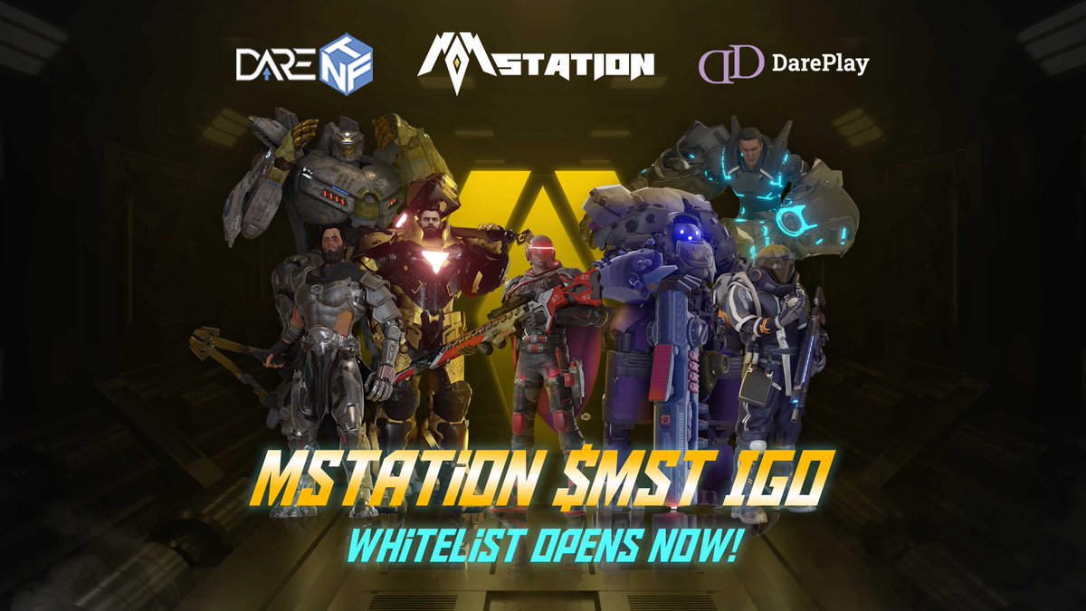 darenft's tweet photo. 🚀@Mstation_bscs $MST IGO on #DarePlay🚀

1/ We'd like to announce anticipated timeline &amp; rules of the IGO

IGO is for DP Holders (biggest pool), Whitelist winners, &amp; Community members. Est. time: Mar 21- 25

👉Get DP: https://t.co/m0UhIEsHIg

👉Whitelist: https://t.co/jKOXsg3S1K https://t.co/IqBxrbKFrI