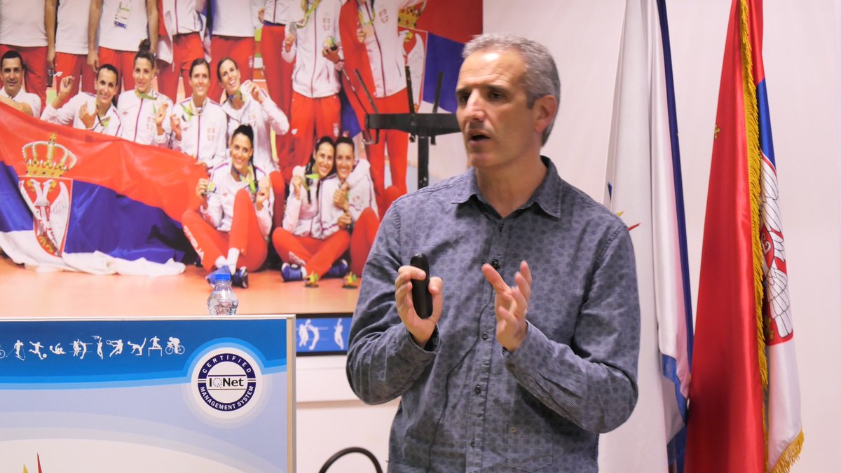 Handball_Planet's tweet photo. @geronatoni talks at #HandballTalks conference in Belgrade about "Spanish handball model" - video presentation just a click from you. #handball https://t.co/Jcv0CGhZXH https://t.co/yaDu23gGUn