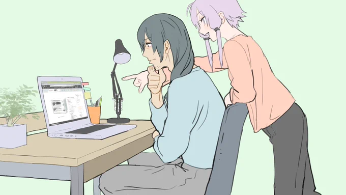 通販サイトを見る二人 
