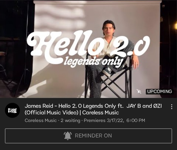 Make sure to turn your reminders on for Hello 2.0 Official MV release tomorrow! It'll be out at 6pm PHT (7pmKST).

👉youtu.be/tUvcu40_jtQ

James Reid x JAY B x ØZI
#HelloLegendsOnly 
#JAYB #제이비 @jaybnow_hr 
@tellemjaye @CARELESS_PH @OZIforbidden