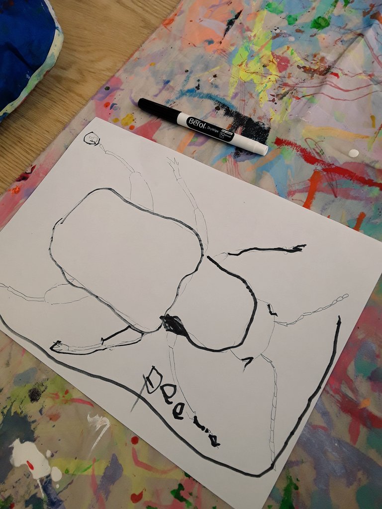 AshbridgeMaxy's tweet photo. TRACE~ a beetle is a runner, a digger, a swimmer and a hopper! #atelier #springinquiry #abeetleisshy #minibeast #sylvialongbooks @NDNAtalk #eytalking @cosydirect @EarlyExcellence We are incredibly proud of our Pre-schoolers fine motor control! https://t.co/EcOQIQM97e