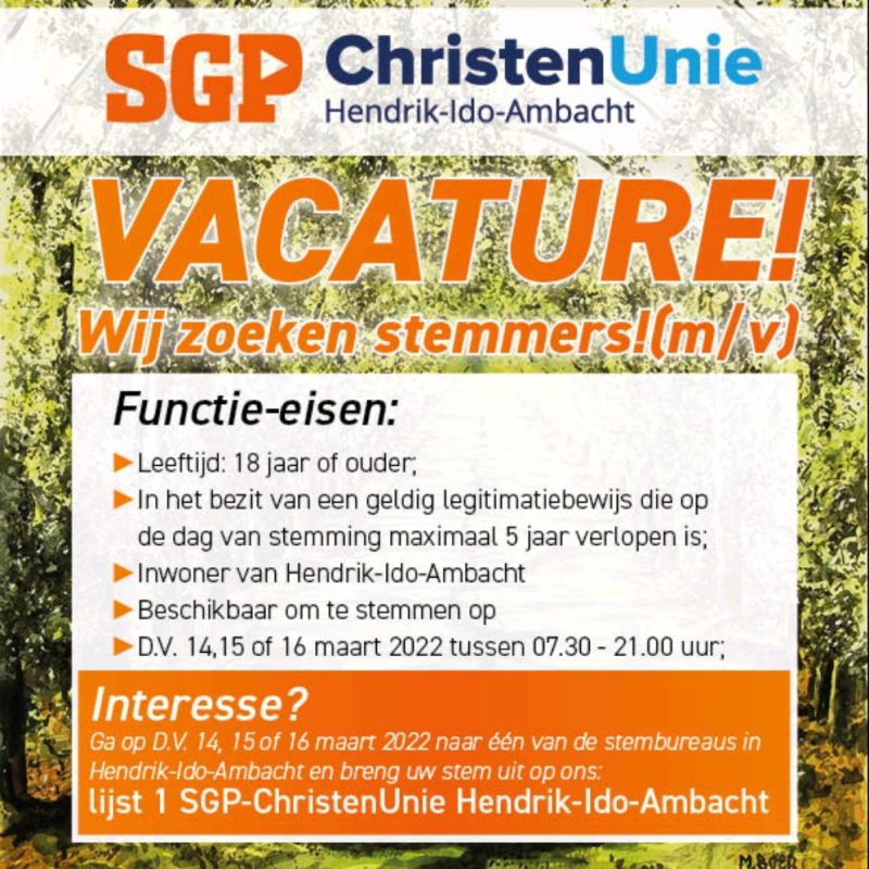 Sommige dingen uit de campagne 2018 kun je gewoon opnieuw gebruiken. Gewoon omdat het zo duidelijk is: Stem lijst 1 <a href="/SGP_CU_Ambacht/">SGP-ChristenUnie-HIA</a>