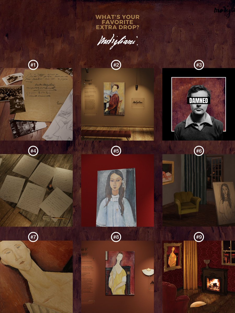 NFTModigliani's tweet photo. Modigliani Digital Collection
10 Extra Drops Giveaway 🎁
Value up to 1 $ETH 💎 

You can win 1 edition of the “Modigliani Extra Drops” released so far.  

You have to: 
👥 follow 
♻️ RT 
💬 comment with favorite Extra Drop Number 
+ #ModiglianiNFTcollection hashtag https://t.co/zsPVgmc217