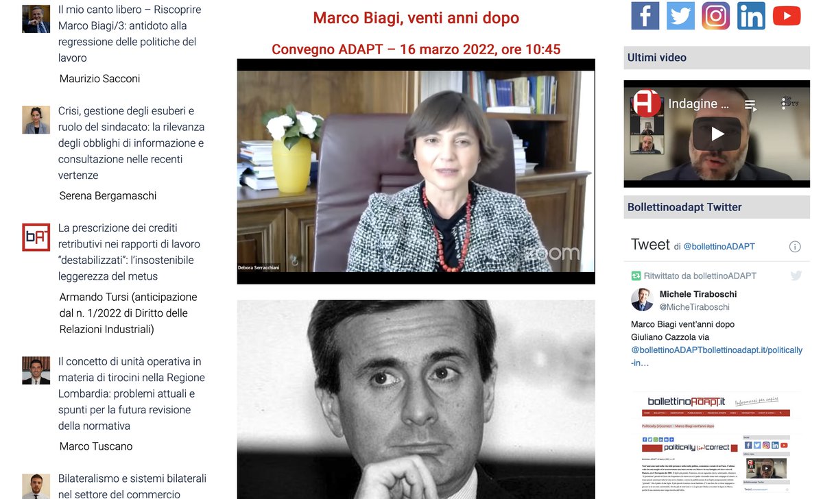 tomtir's tweet photo. 20° convegno in ricordo di #MarcoBiagi: oggi il mercato del lavoro è un film, serve adattamento di procedure e meccanismi, #MarcoBiagi lo capì già 20 anni fa, oggi si occuperebbe delle nuove forme di lavoro investendo sulle #politiche #attive del lavoro https://t.co/9f7kktRjUQ https://t.co/NsiR5Dbclq