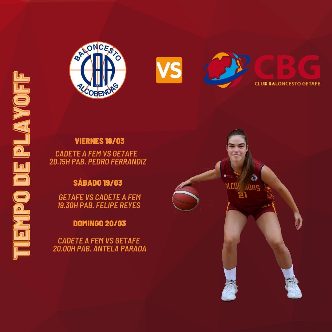 cbalcobendas's tweet photo. #PlayoffCBA
¡Llegan los esperados playoff!
Empezando fuerte con cuatro partidos en casa del Infantil A masc, Cadete A fem, Cadete A masc y Junior A masc.
¿Os los vais a perder?😱
¡Vamos a por ello! 💪🏼💥
#SienteElGranate https://t.co/CZSpBieVVD
