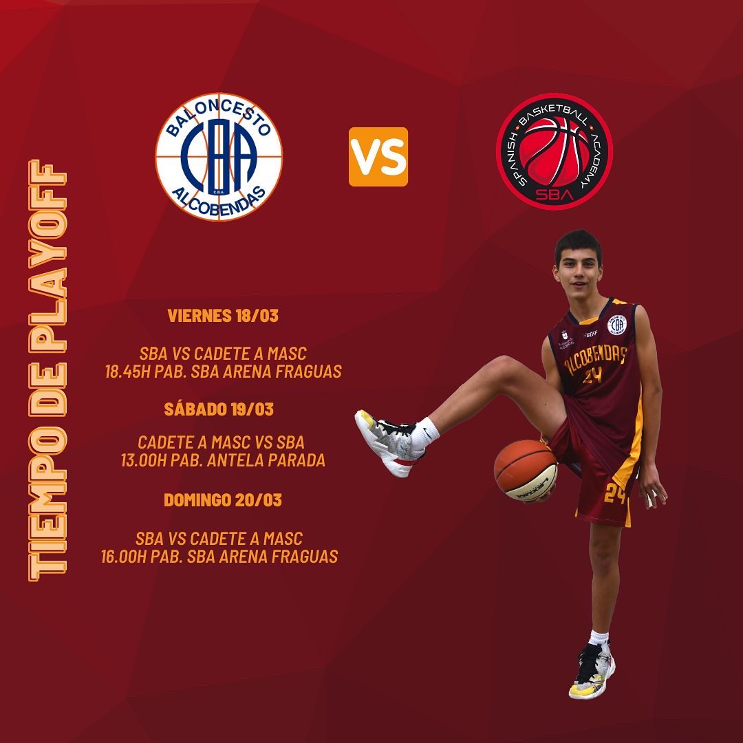 cbalcobendas's tweet photo. #PlayoffCBA
¡Llegan los esperados playoff!
Empezando fuerte con cuatro partidos en casa del Infantil A masc, Cadete A fem, Cadete A masc y Junior A masc.
¿Os los vais a perder?😱
¡Vamos a por ello! 💪🏼💥
#SienteElGranate https://t.co/CZSpBieVVD
