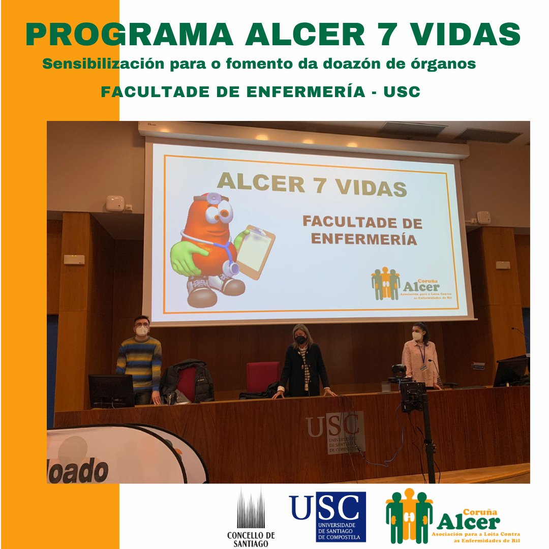 alcercoruna84's tweet photo. FOMENTO DA DOAZÓN DE ÓRGANOS NA FACULTADE DE ENFERMERÍA DA @UniversidadeUSC
O martes 8 fixemos un obradoiro co alumnado de 4ª. Asistiron 62 persoas e 17 decidiron realizar o seu carné de persoas doadoras de órganos.
#AlcerCoruña #ProgramaAlcer7Vidas #ConcellodeSantiago https://t.co/kPcoCXUGXZ