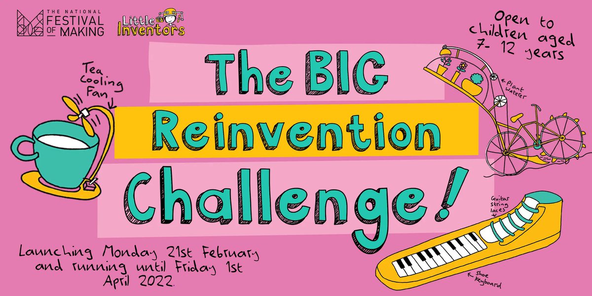 Creative Lancashire (@creativelancs) on Twitter photo THE BIG REINVENTION CHALLENGE:
<a href="/festofmaking/">Festival of Making</a> & <a href="/LittleInventors/">Little Inventors</a> are calling 7 - 12 year olds to take part in this design based challenge to invent new, fun or helpful ways to save your old, unwanted things from going in the bin.
Deadline: 1st April 2022
festivalofmaking.co.uk/projects/the-b… THE BIG REINVENTION CHALLENGE:
<a href="/festofmaking/">Festival of Making</a> & <a href="/LittleInventors/">Little Inventors</a> are calling 7 - 12 year olds to take part in this design based challenge to invent new, fun or helpful ways to save your old, unwanted things from going in the bin.
Deadline: 1st April 2022
festivalofmaking.co.uk/projects/the-b…