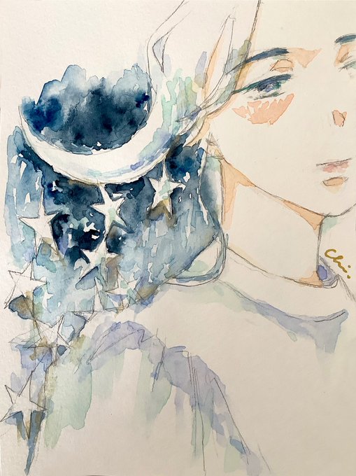 『凛として夜空』

#水彩画 #絵画 #イラスト 