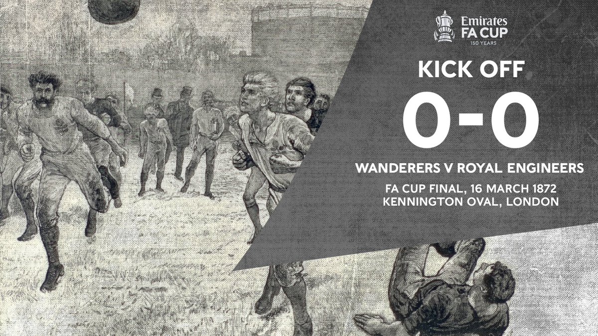 EmiratesFACup's tweet photo. ๐ฐ๏ธ ๐๐ญ๐๐๐ฉ๐ก๐ฎ 150 ๐บ๐ฆ๐ข๐ณ๐ด ๐ข๐จ๐ฐ...
Wanderers ๐ Royal Engineers
Underway for the first ever FA Cup Final! Who will write their name in the history books?
#150YearsOn #EmiratesFACup https://t.co/kzJWeDWGAw