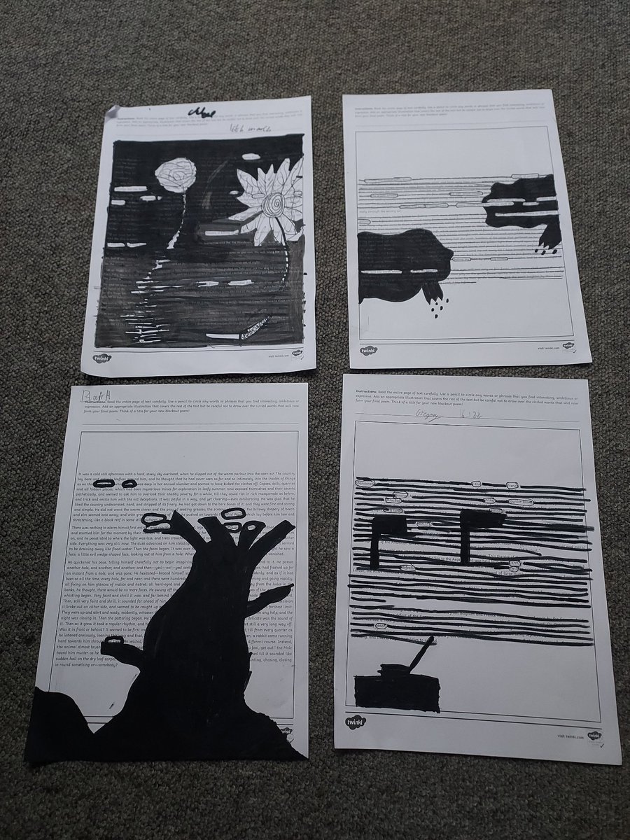 StAndrewsTweets's tweet photo. P6 learning to create Blackout poems. Some great results for our first attempt. Well done 😀 #poetry #blackout #firstattempts #creative #writing #poems #literacy https://t.co/zDWPzCrFDm