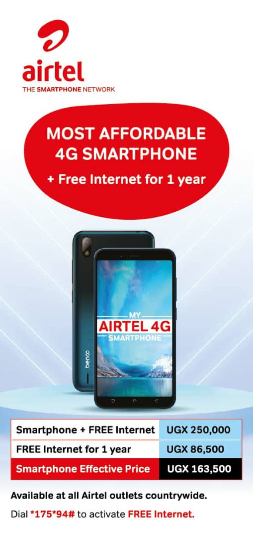 Fynst_Stalker's tweet photo. 4G Phone that comes with free internet for your first year of usage.

4Gify a loved one today. Courtesy of @Airtel_Ug https://t.co/CdytP5n5IY