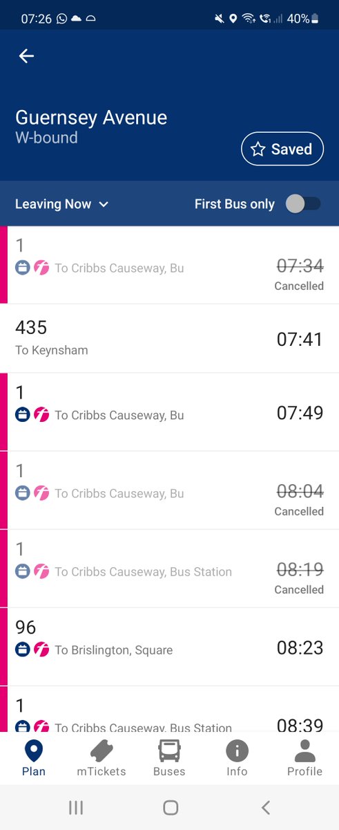 miseywisey's tweet photo. @FirstBSA people rely on this bus to get to work and school! Why are 3 of this morning's Number 1 s cancelled? https://t.co/gquK5rHcux