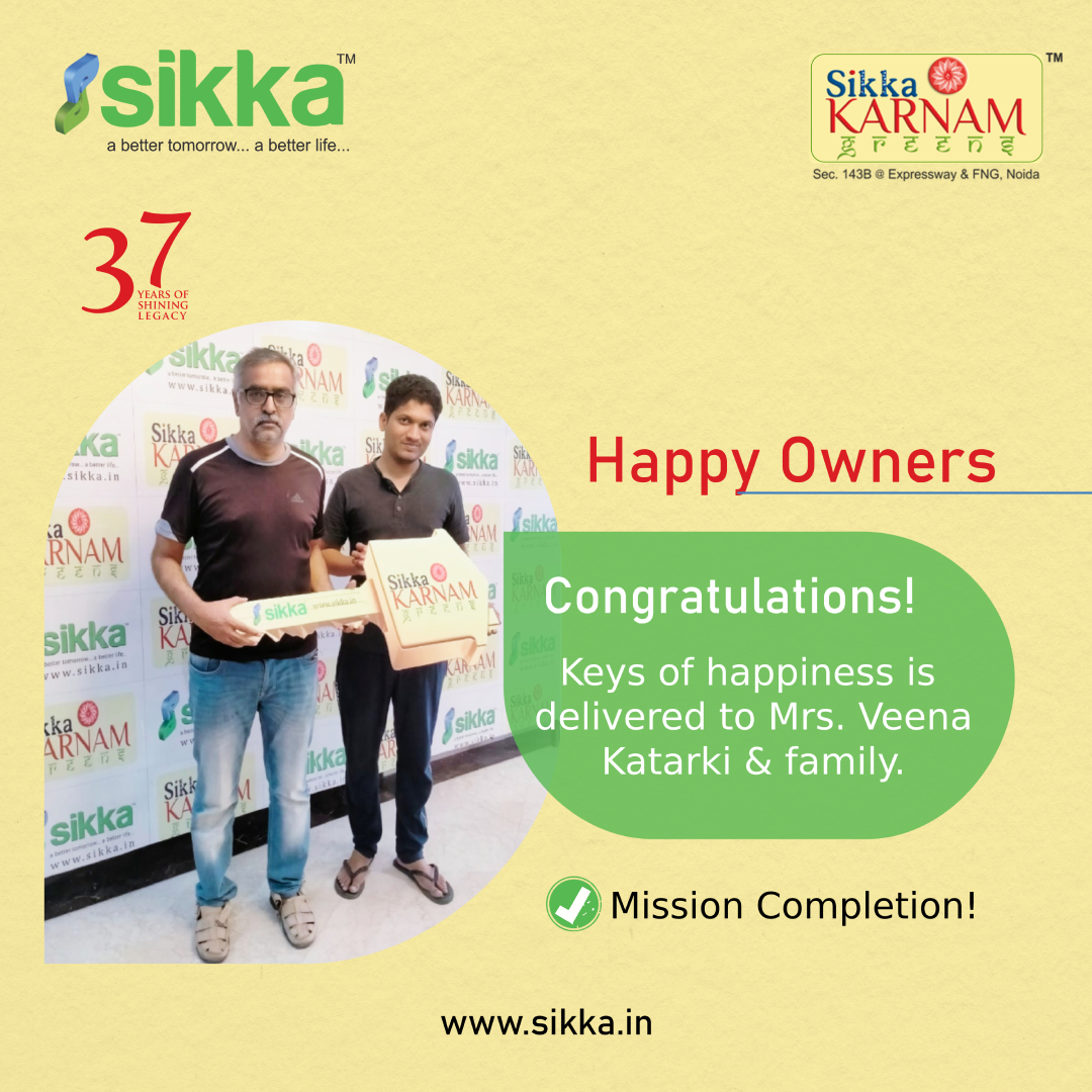 SikkaGroup's tweet photo. Keys of happiness is delivered to Mrs. Veena Katarki &amp; family at #sikka #karnamgreens #noida 🔑🏙️

#happycustomer☺️❤️ #missioncompletion💯

Ready to move in 2/3/4 BHK &amp; #duplex #apartments ✅🏙️

Ongoing Possessions. 🔑

For more details, please visit us @ https://t.co/GhuMgUfKUl https://t.co/5N1orVd3OG