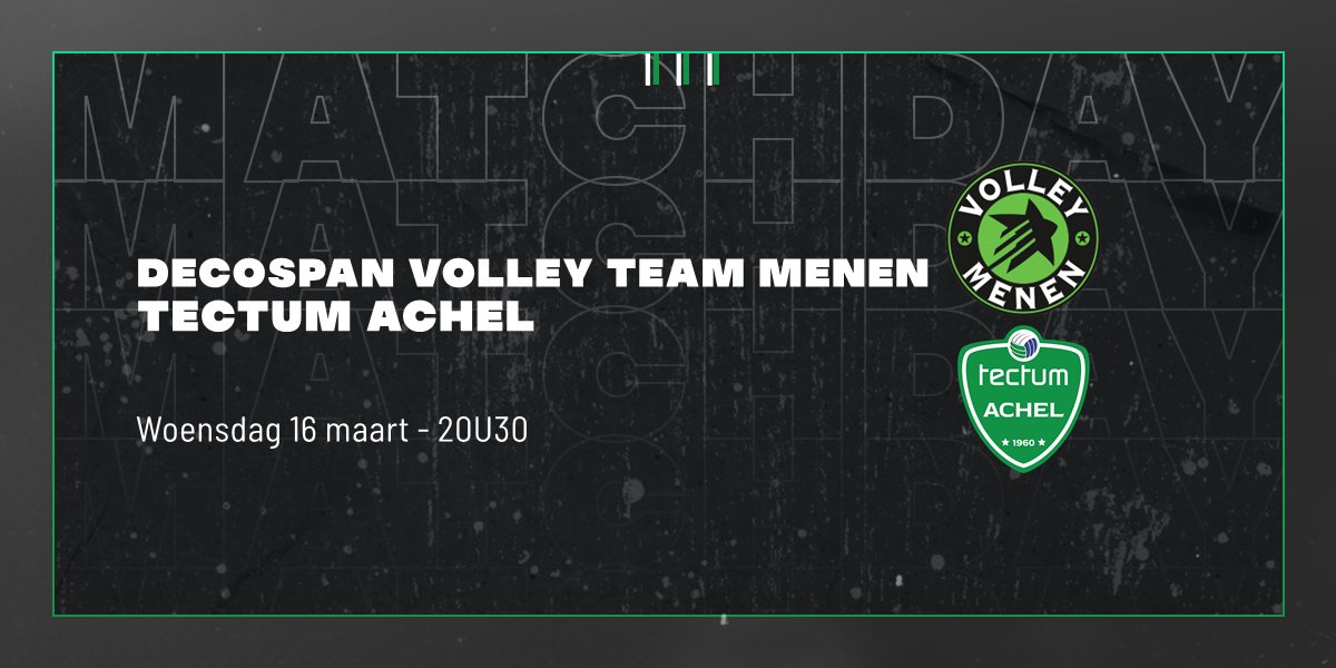 Tectum_Achel's tweet photo. ‼️ MATCHDAY ‼️ 
➡️ Decospan Volley Team Menen- Tectum Achel 
⏰ 20u30 
📺 Te volgen via livestream: https://t.co/xHPdNIBBbt https://t.co/33mgrCMkaC