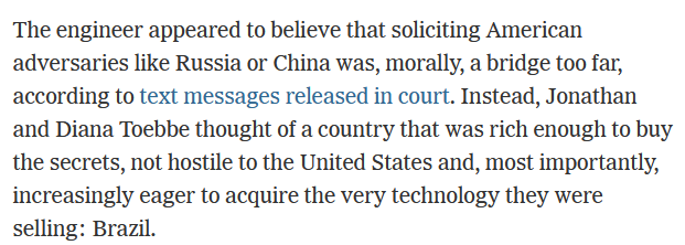 spyblog's tweet photo. #HUMINT #Tradecraft #OPSEC  nuclear sub case - NYTimes contradicts their previous reporting by wrongly implying the encrypted text messages from 2019 between J &amp; D #Toebbe somehow mention China or Russia. These were rejected even as evidence of flight risk https://t.co/aJKGcMKprs https://t.co/jx0MF3TnKg