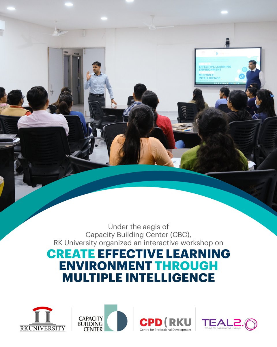RKUniversity's tweet image. #RKUniversity organized a workshop on &apos;Create #EffectiveLearning Environment Through #MultipleIntelligence&apos;. Participants learned about multiple intelligence strategies &amp;amp; how they can utilize this theory in their lesson plan &amp;amp; day-to-day interaction with students. #India #eu #rku