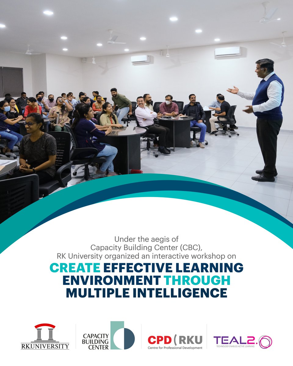 RKUniversity's tweet image. #RKUniversity organized a workshop on &apos;Create #EffectiveLearning Environment Through #MultipleIntelligence&apos;. Participants learned about multiple intelligence strategies &amp;amp; how they can utilize this theory in their lesson plan &amp;amp; day-to-day interaction with students. #India #eu #rku