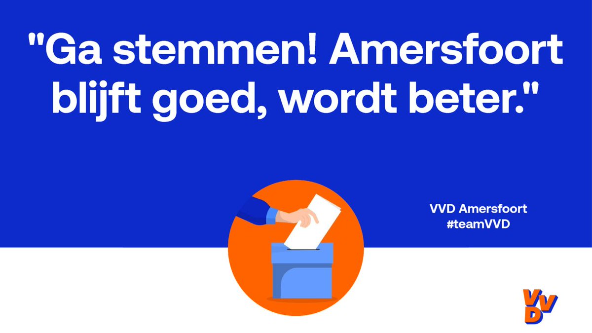 VVDAmersfoort's tweet photo. Het is zover! Het is woensdag 16 maart, vandaag is dé verkiezingsdag der verkiezingsdagen! De dag dat jij kunt kiezen wie er de komende 4 jaar in de gemeenteraad plaats mogen nemen. Heb je nog niet gestemd, het kan vandaag! Ga stemmen! #VVD #VVDAmersfoort #GR2022 #stem #kiesVVD https://t.co/pb9srBOUKq