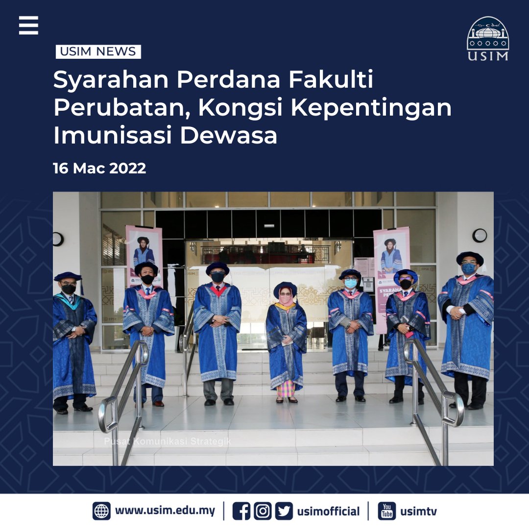 Imunisasi merupakan salah satu bentuk pencegahan penyakit yang efektif, mudah, serta murah untuk menghindari terjangkitnya penyakit infeksi, mulai dari anak, orang dewasa hingga orang tua.

Artikel penuh👇🏻
usim.edu.my/news/syarahan-…

<a href="/fpskusim/">FPSKUSIMOFFICIAL</a>
#USIMNews
#USIM