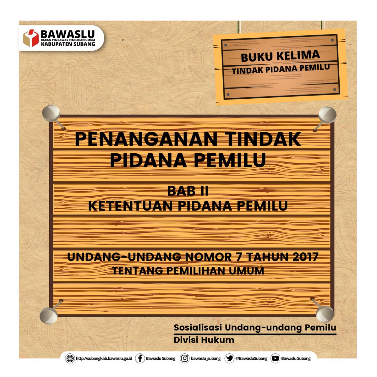 BawasluSubang's tweet photo. #SahabatBawaslu

Inilah ketentuan Pidana Pemilu sesuai dengan Undang-Undang Nomor 7 Tahun 2017 tentang Pemilihan Umum.
Yuk simak penjelasannya 👉👉👉
#bawasluri
#bawaslujabar
#bawaslusubang
#SosialisasiUndangUndang
#bawasluinformatif https://t.co/eGy39PKUqd