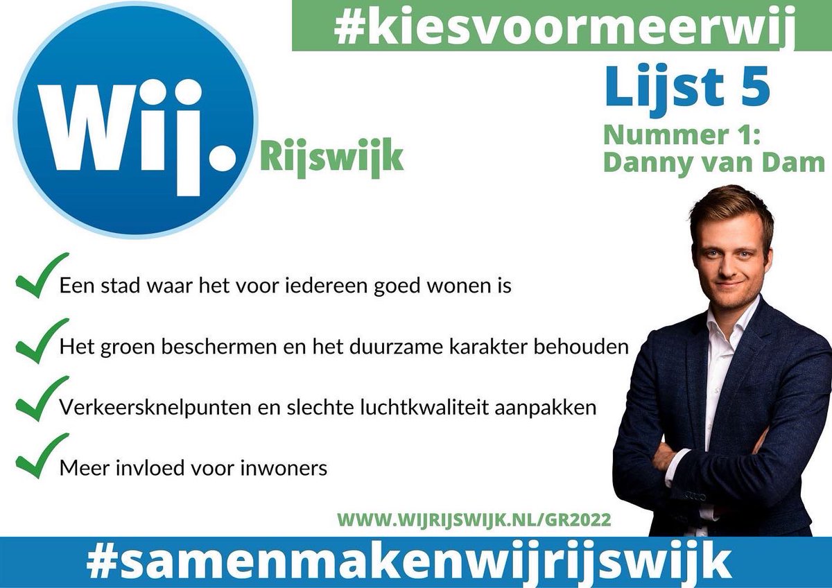 IMJansen's tweet photo. Vandaag is het eindelijk echt zover: verkiezingsdag! Je mag vandaag van je mooiste recht gebruik maken. Je stemrecht. Doe dat alsjeblieft! Ga stemmen en mijn stemadvies voor Rijswijk is @WIJrijswijk! #samenmakenwijrijswijk #kiesvoormeerwij #lijst5 #plek2 #ikstemopwij https://t.co/H3VPIVbsWr