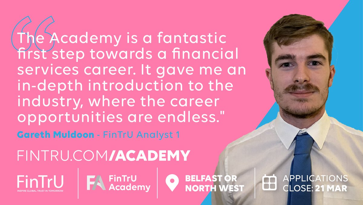 QUBBusiness's tweet photo. Are you a graduate who is interested in a career in financial services? ⚖️ Check out the @FinTrU Financial Services Academy!
For more information and to apply, visit: https://t.co/I9byKmHB9F
⏰ Applications closing 21st March
#qms #fintru #financialservices https://t.co/WMYiQgoCWh