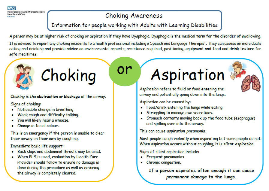 ldsltworc's tweet photo. Many people have heard of choking and aspiration…but what is the difference? #SwallowAware2022 

@RCSLT @HWHCT_LD @HWHCT_LDCom @HWHCT_NHS https://t.co/7v2fZApitl
