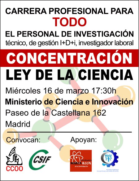tecopis_oficial's tweet photo. HOY!!! 16 de marzo a las 17:30 en Mº Ciencia e Innovación (Pº Castellana 162, Madrid) Concentración de todo el personal de OPIs hagamos #LeyDeLaCienciaJusta con #carreratecnicaya 
@CienciaGob @DianaMorantR @RaquelYotti @CSIC @SalvemosalCSIC https://t.co/p7mNxvuZ64