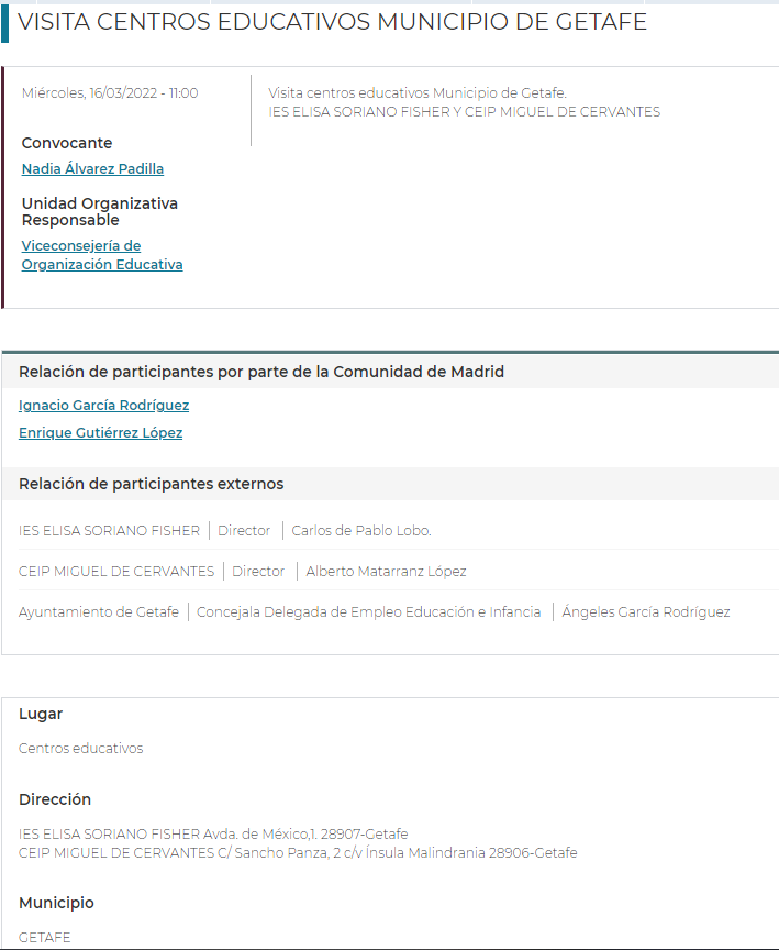 <a href="/SorianoFischer/">AMPA Elisa Soriano Fischer</a> <a href="/ComunidadMadrid/">Comunidad de Madrid</a> <a href="/educacmadrid/">Educación▪️Comunidad de Madrid</a> <a href="/IdiazAyuso/">Isabel Díaz Ayuso</a> <a href="/eossoriocrespo/">Enrique Ossorio</a> <a href="/IESelBercial/">IES El Bercial</a> <a href="/_VicenteFerrer/">AMPA Vicente Ferrer</a> <a href="/ampaSesenaBena/">AMPA Seseña y Benavente</a> <a href="/AMPAElBercial/">AMPA El bercial</a> <a href="/AMPACarlosV/">AMPA Emperador Carlos V</a> <a href="/EjucaC/">EJUCA CONSTRUCTORA</a> <a href="/MalvarezNadia/">Nadia Álvarez</a> <a href="/PPGetafe/">PP Getafe</a> <a href="/IDiazAyusofake/">Isabel Dáz Ayuso💎ᶠᵃᵏᵉ</a> @eossodiocrespo Hoy vienen al #InstitutoBercialYA <a href="/MalvarezNadia/">Nadia Álvarez</a> (Viceconsejera de Organización Educativa), Ignacio García Rodríguez (Director General de Infraestructuras y Servicios) y Enrique Gutiérrez López (Director de Área Territorial Madrid-Sur)

No cuentan con <a href="/SorianoFischer/">AMPA Elisa Soriano Fischer</a>😡