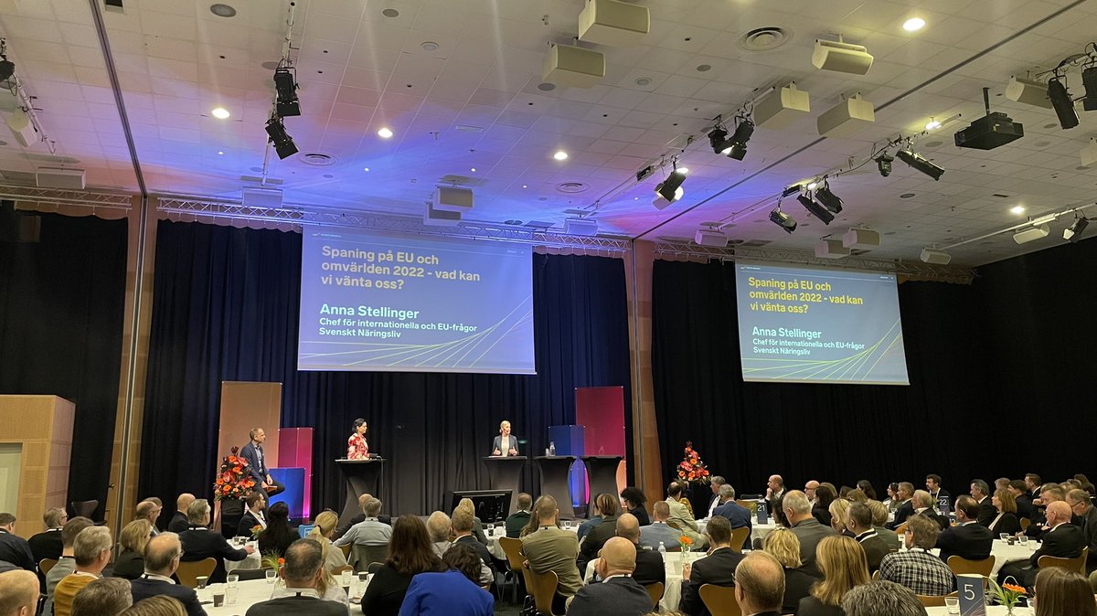 EmNordstrom's tweet photo. @AnnaStellinger, Head of International and EU Affairs, crystal clear at @Swedishenterp company days; WTO is our only guarantee against a protectionist world order https://t.co/nkfWifSS2y