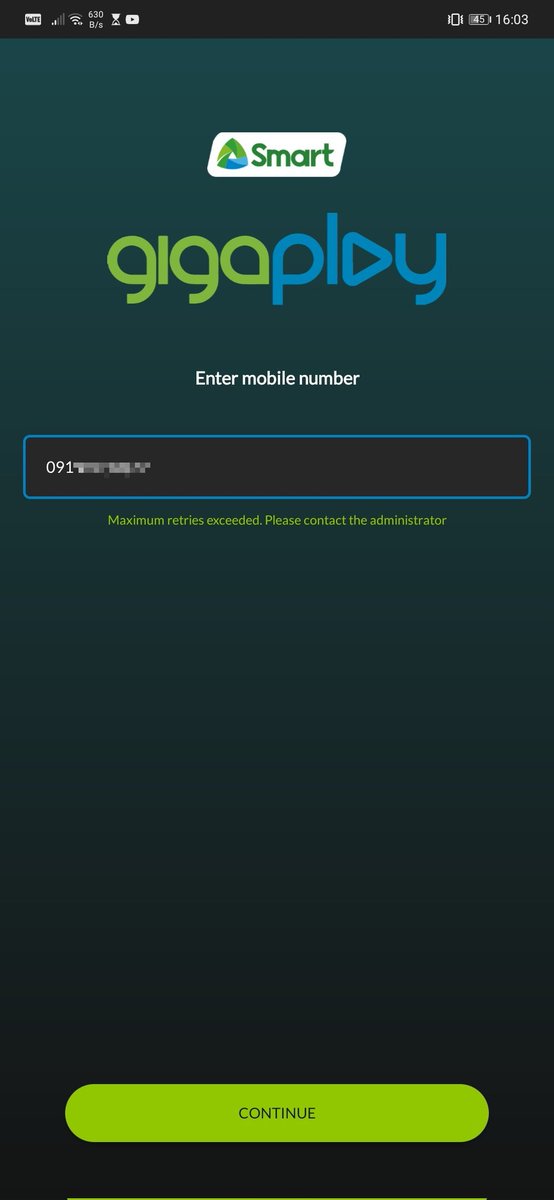 INCLASSABLE__'s tweet photo. @SMARTCares @SMARTPromos d'you guys have any info on this GigaPlay app? I just installed it a few minutes ago and haven't even accesed it, but this is what I got when I tried to input my number once: https://t.co/jN8apzbMJg