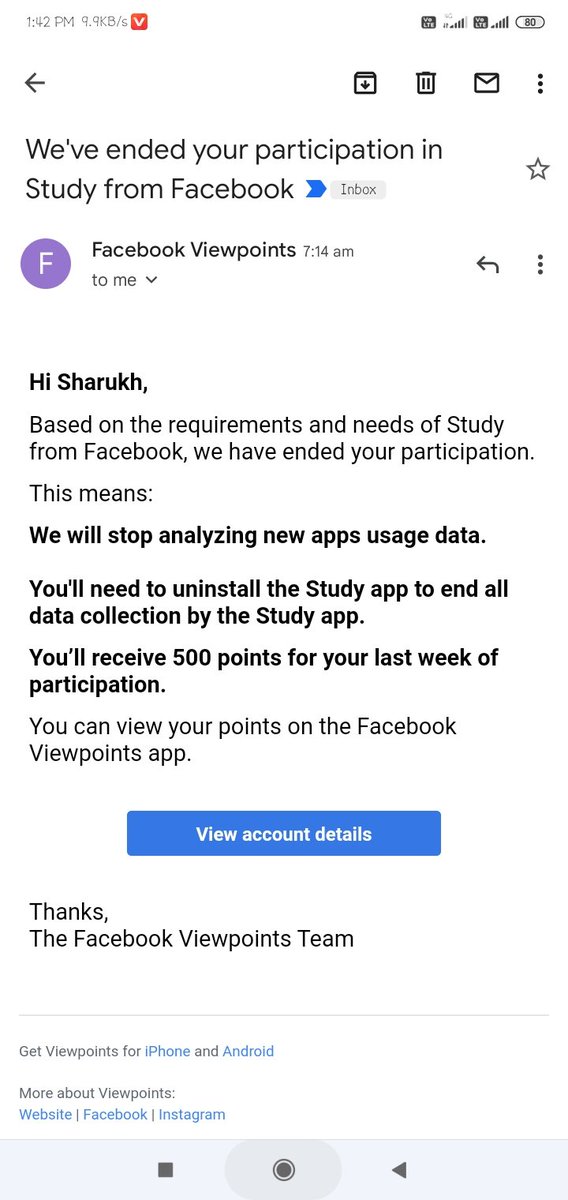 Shahruk09404431's tweet image. Feeling so sad after read this email i want ask to fb meta service when u remove me like this in to study app so why involve me. 
😭😭
#Facebook #facebookmeta #facebookstudy 
@Mark Zuckerberg