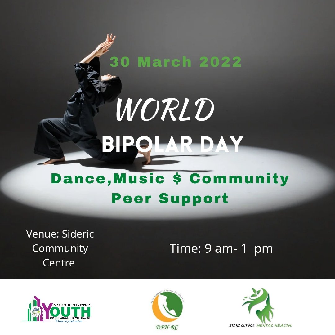 ChristineOmbima's tweet photo. 30th March each year we commemorate World Bipolar Day to celebrate the strengths and abilities of those with lived experiences of Bipolar Disorder. All are welcome as we dance for mental wellness. Come one! Come all
Mental wellness through Dance, art and fashion
#bipolartogether https://t.co/KFiRWFhk5l