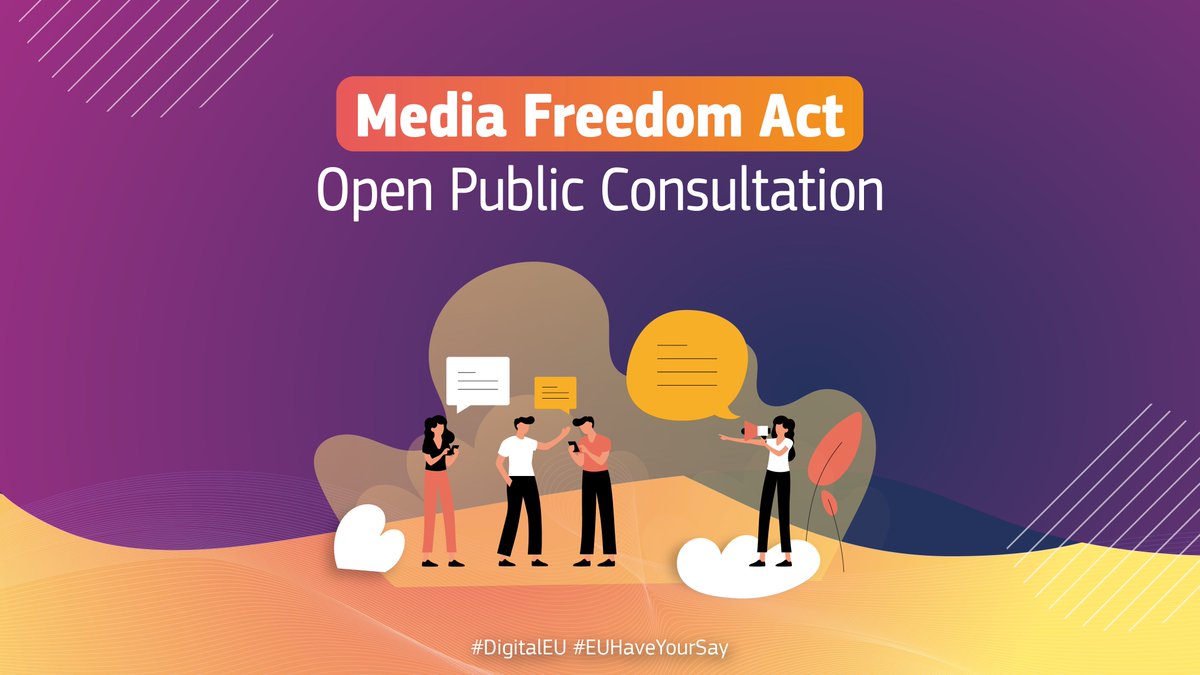 Please share with us your views and proposed solutions for a resilient media market, which delivers diverse &amp; reliable information to citizens by 2⃣1⃣ March 👉Public consultation on the upcoming EU #MediaFreedom Act europa.eu/!RNQc6n