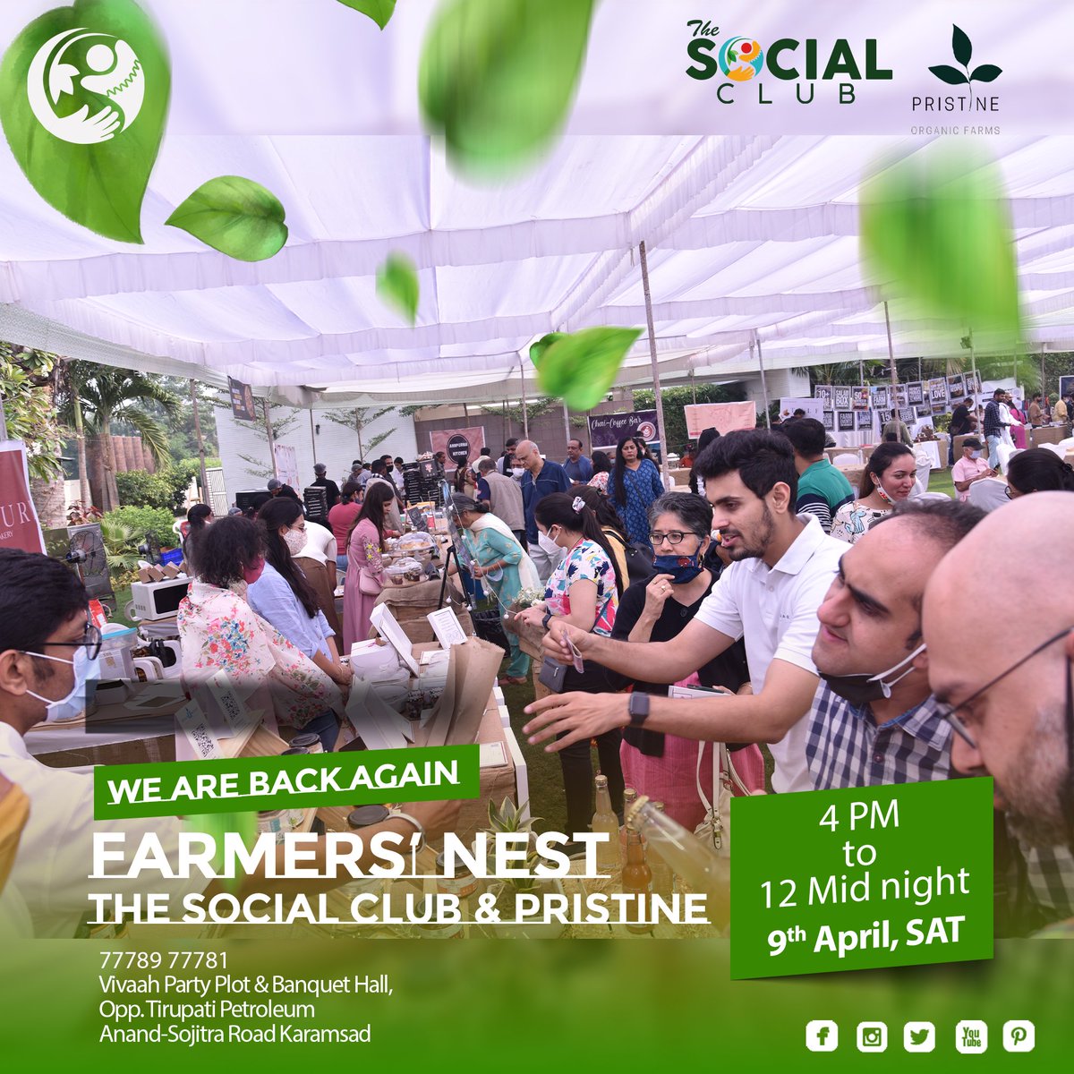 SocialClub_in's tweet photo. We are back again..!!!
Farmers' Nest jointly organized by The Social Club and Pristine,
Vendors may register their stall soon, booking are open...
Save the date 9th April, 2022 4 PM to 12 midnight.

#thesocialclub #thesocialnetwork #organicmarket #organic #handmade #pristine https://t.co/uhokqrEHbJ