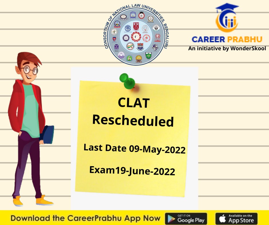 WSEducate's tweet photo. CLAT  Dates Revised  !
#careerprabhu #careercounselling #CLAT #Law #rescheduled https://t.co/eIzyuznIJX