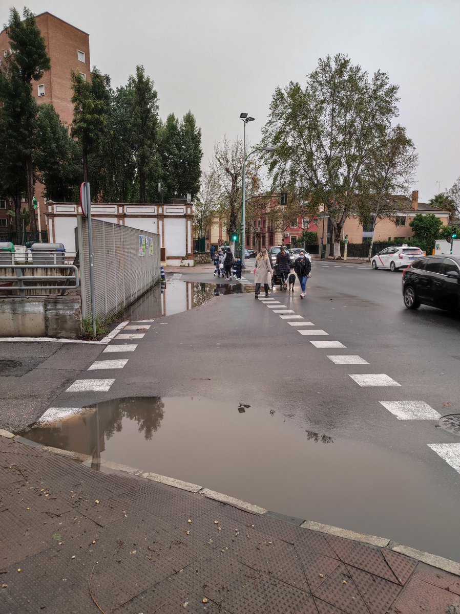 joselzn's tweet photo. @Ayto_Sevilla este charco en el paso de peatones del cruce Manuel Siurot/Bueno Monreal hace que los padres y niños de los colegios de la zona tengan que pasar a centímetros de los coches que circulan a toda velocidad. Haced algo antes de que haya una desgracia, por favor. https://t.co/s7WkBfDm9M