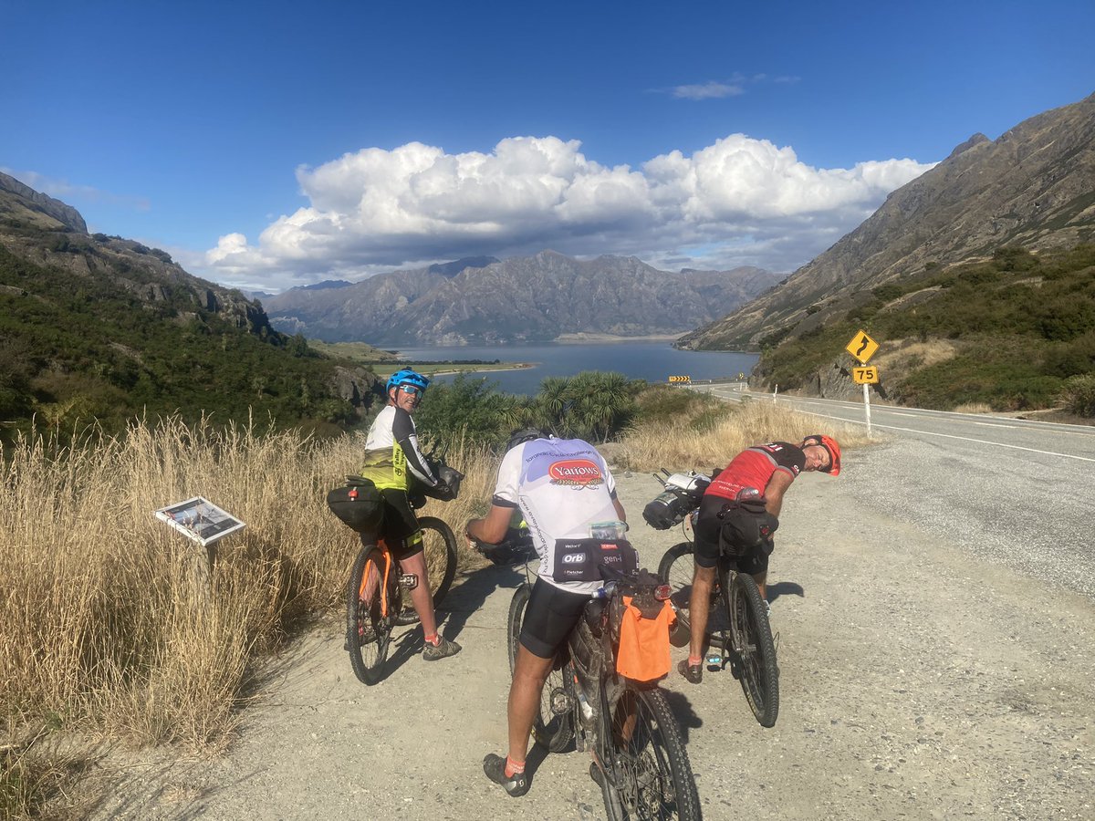 target_focus's tweet image. Lake Hawea tonight. Riding over Haast pass was a highlight for me. Some of the boys are feeling it but doing an epic bike packing adventure without any prep for that to you #TourAotearoa