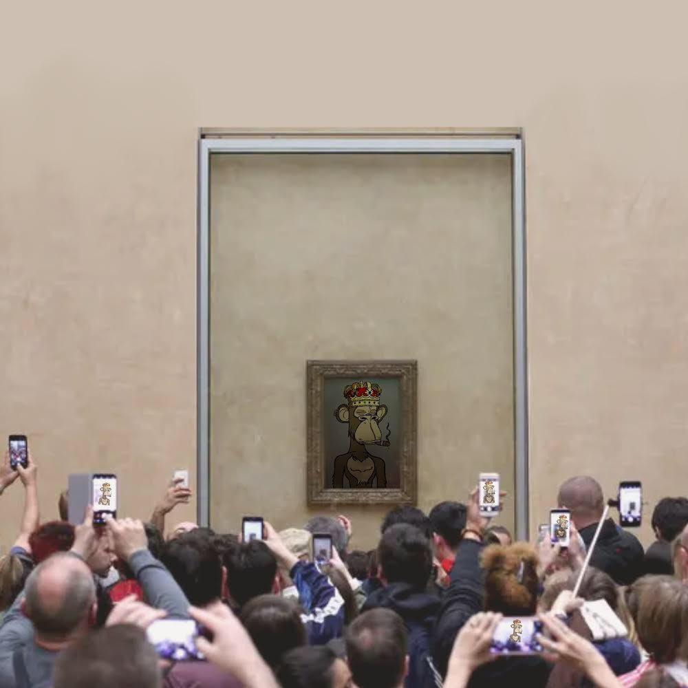 BANCnft's tweet photo. “ALL HAIL THE KING BANC!” was the chant by onlookers as this seductive, playful and meaningful artwork was revealed 😆

#WAGGN #mintyourtits #nftart https://t.co/25d27OjWpf