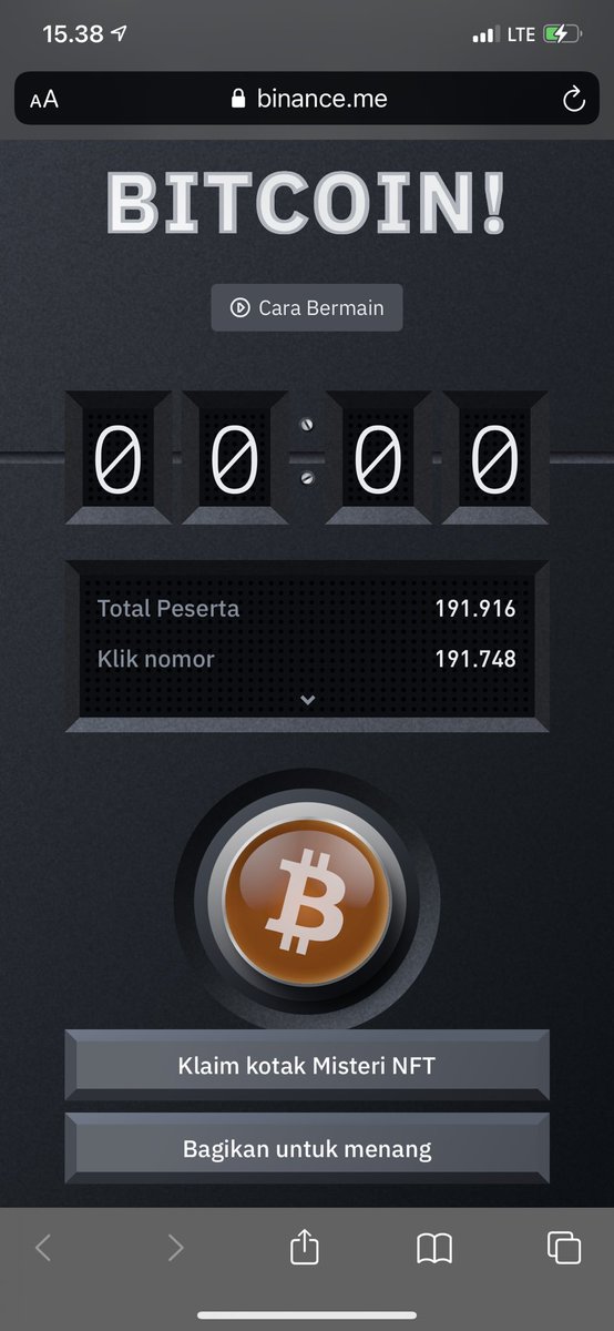 Patrick15606386's tweet photo. BITCOINBUTTON From BINANCE 🚀🚀🚀 Make More Mini Game like this bro… Goodluck n Successfull Always BINANCE #BitcoinButton #Binance #CZ #ElonMusk #BNB #BSC #BinanceNFT #Bitcoin @binance @cz_binance @elonmusk @saylor @orangepillpod https://t.co/nz6d3jliPo