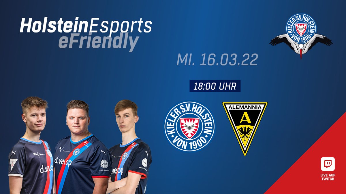 HolsteinEsports's tweet photo. Heute Abend spielen die Jungs es ein eFriendly gegen den @ATSV1900eSports 🔥
Natürlich streamen wir das auch für Euch auf unserem Twitchkanal!
Also schaltet ein und supportet die Jungs! 💯
📺👀➡️https://t.co/yDUXhofQLQ
#HolsteinEsports❤️🤍💙 #eStorks🎮 #FIFA22 #eFriendly https://t.co/vy6ZczBTgw