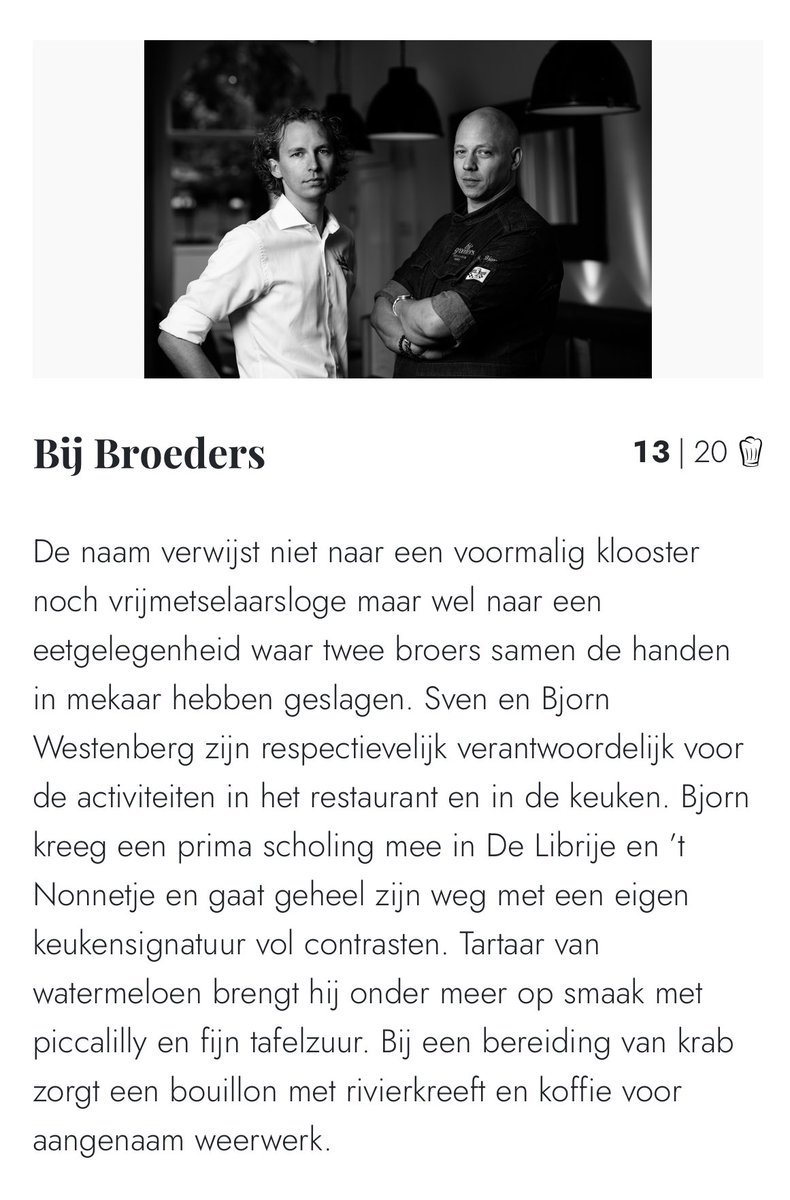 🤩❤️🎉Trots🎉❤️🤩

Super trots zijn we dat we alweer voor de 10de(!) 
Keer op rij vermeld staan met de extra vermeldingen:  Favoriet, Prijs-Plezier &amp; Uitstekende wijnkaart. 

#trots #restaurant #bijbroeders #zwolle #gaultmillaunederland